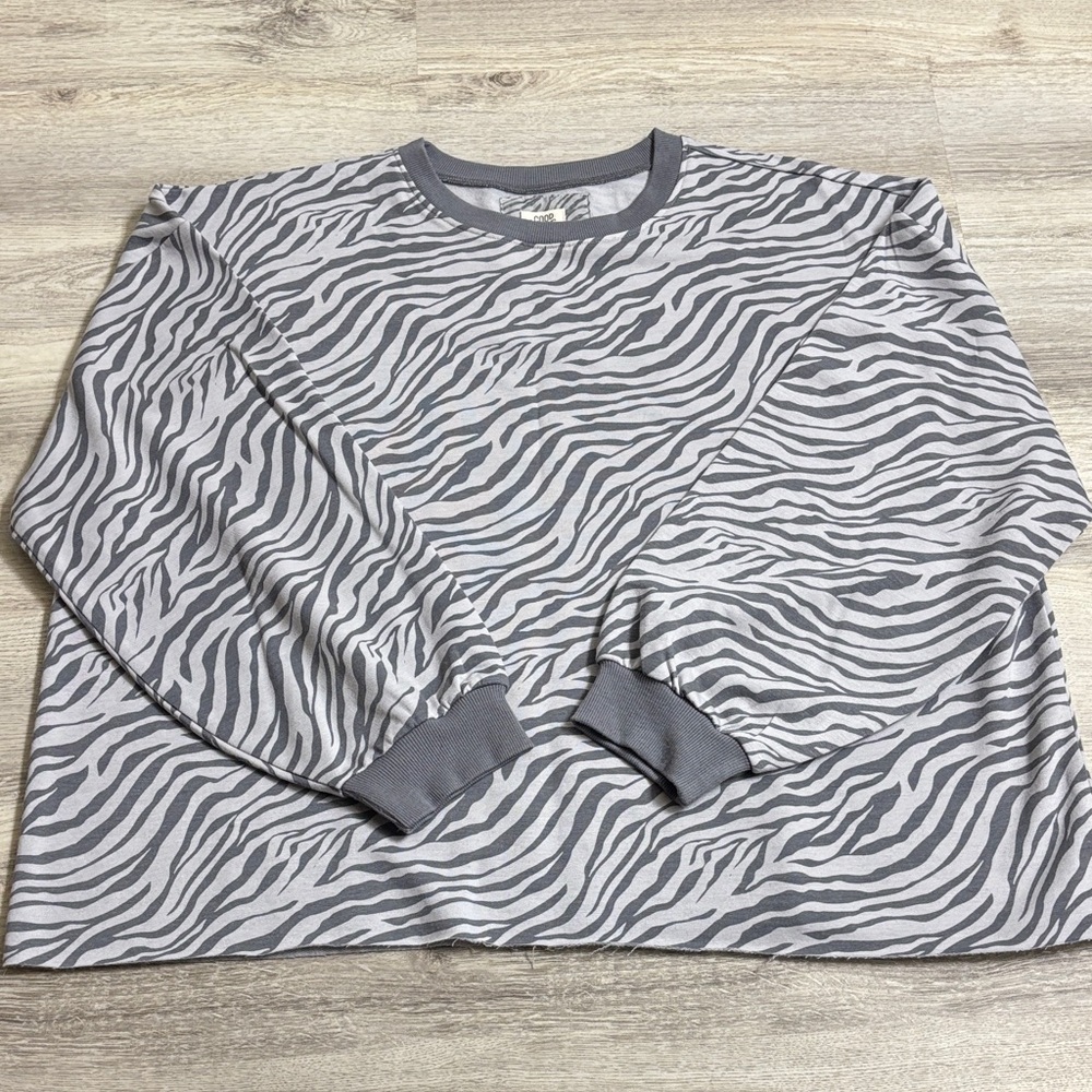 Matilda Jane Gray & White Zebra Print Pullover Sweatshirt